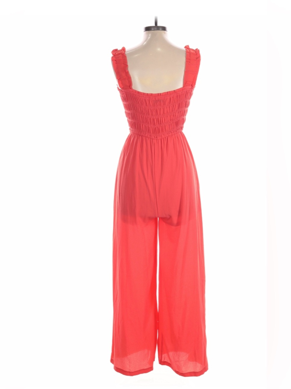 She + Sky Coral Smocked Bodice Wide-Leg Jumpsuit